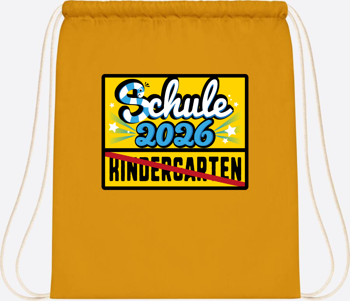 Turnbeutel Einschulung 2026 – Ortsschild mit Wunschname - Mustard