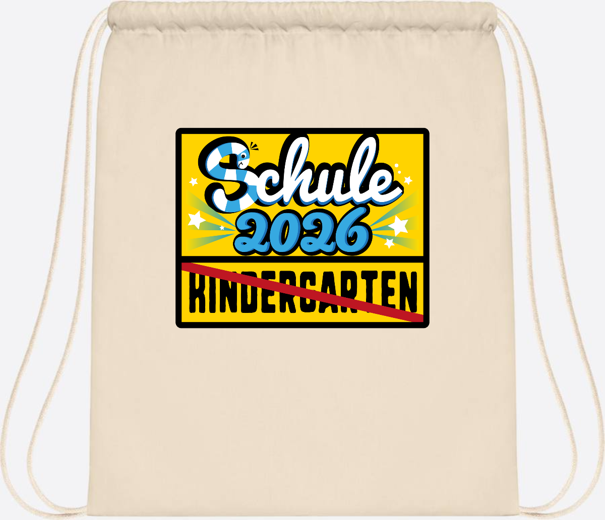 Turnbeutel Einschulung 2026 – Ortsschild mit Wunschname - Natural