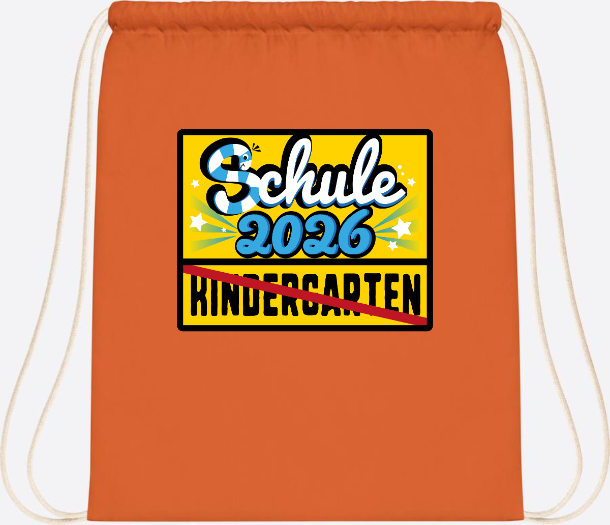 Turnbeutel Einschulung 2026 – Ortsschild mit Wunschname - Orange