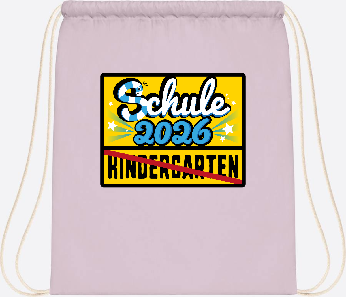 Turnbeutel Einschulung 2026 – Ortsschild mit Wunschname - Pastel Pink/White