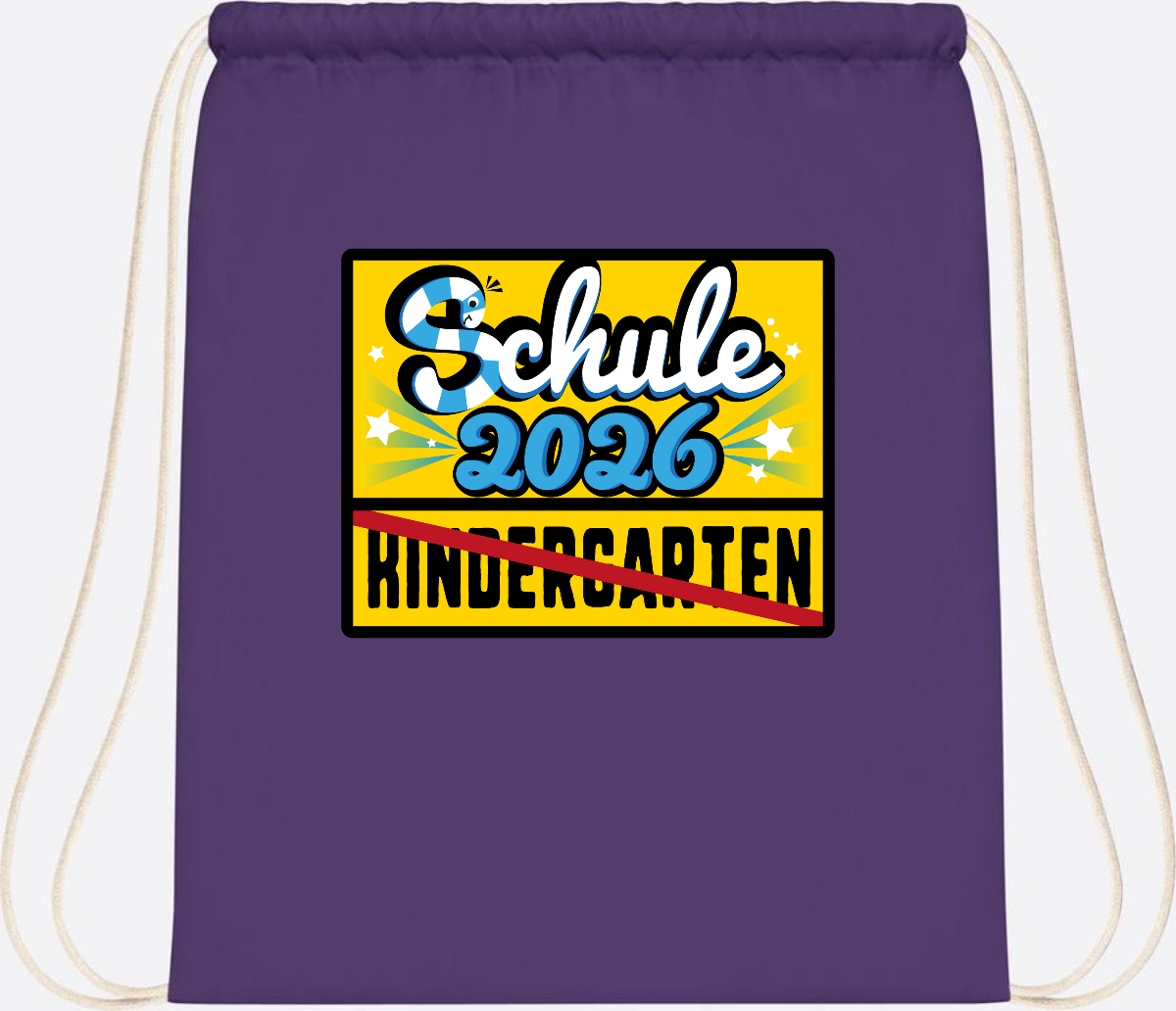 Turnbeutel Einschulung 2026 – Ortsschild mit Wunschname - Purple
