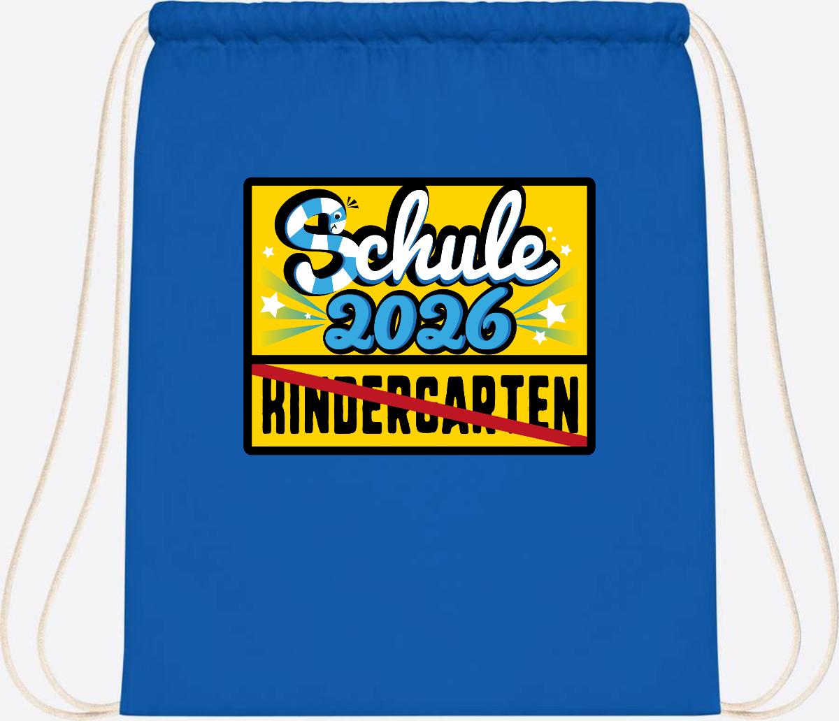 Turnbeutel Einschulung 2026 – Ortsschild mit Wunschname - Sapphire Blue