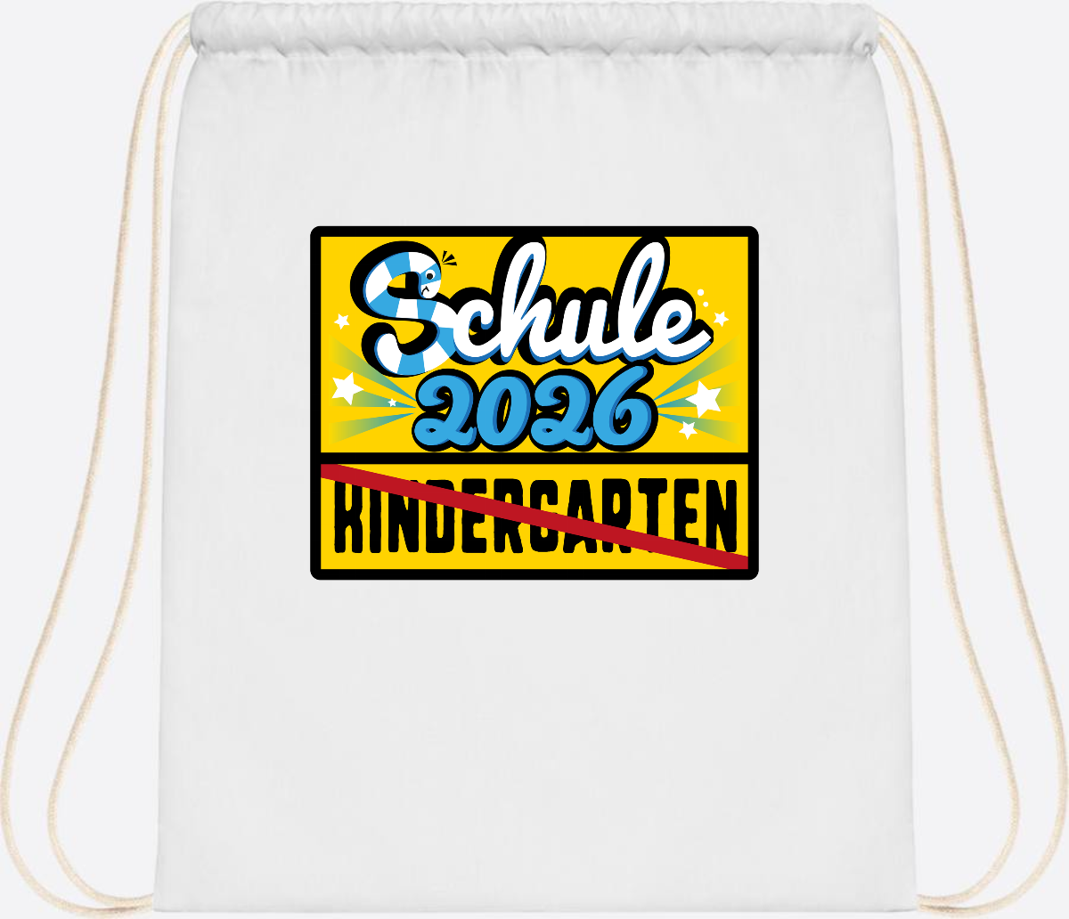Turnbeutel Einschulung 2026 – Ortsschild mit Wunschname - White