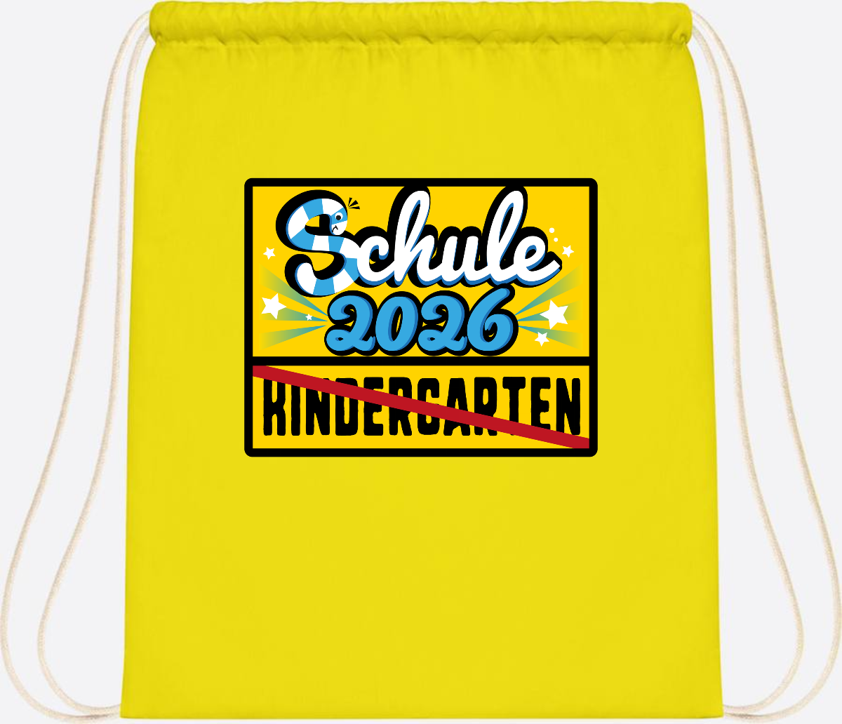 Turnbeutel Einschulung 2026 – Ortsschild mit Wunschname - Yellow