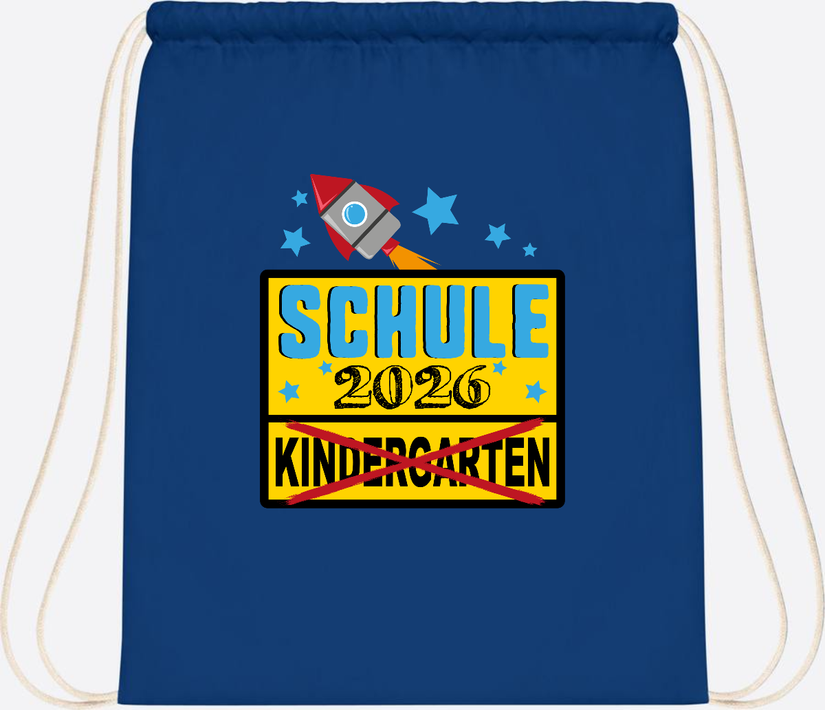 Turnbeutel Einschulung 2026 – Ortsschild Rakete mit Name - Bright Royal