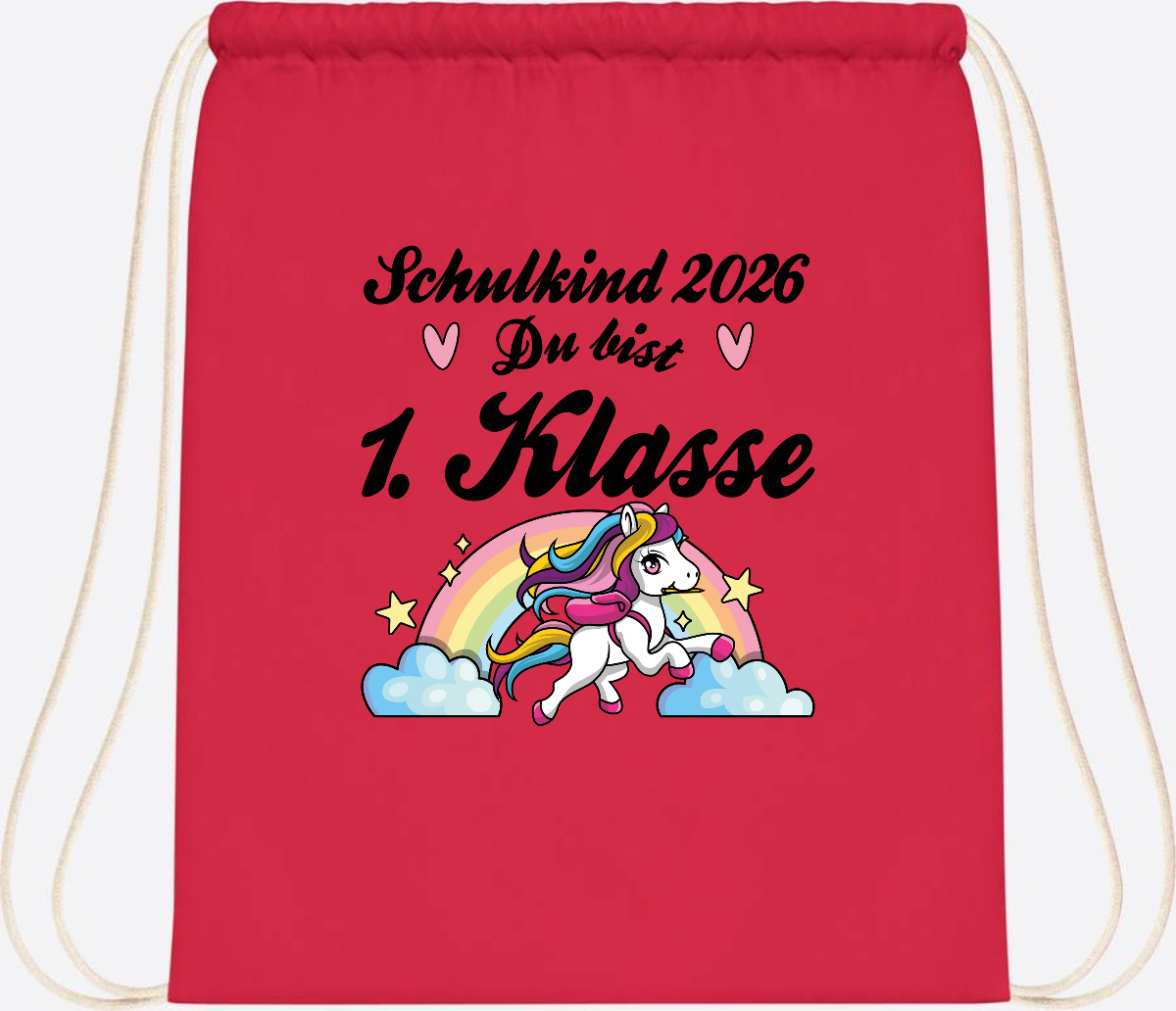 Turnbeutel Einschulung 2026 - Pferd: Du bist erstklassig - Bright Red