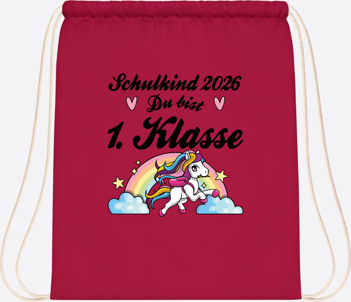 Turnbeutel Einschulung 2026 - Pferd: Du bist erstklassig - Classic Red