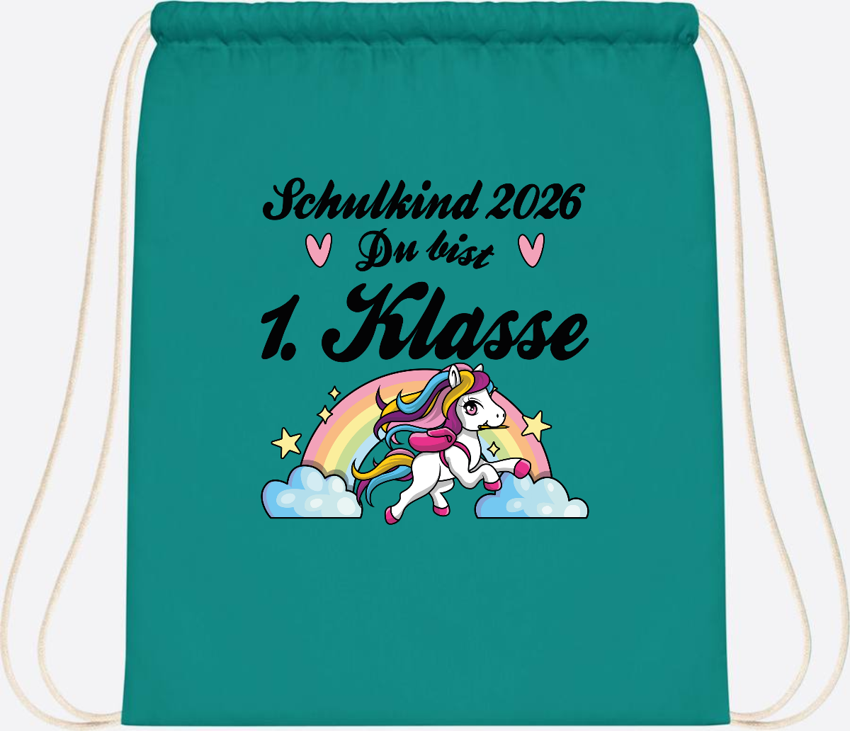 Turnbeutel Einschulung 2026 - Pferd: Du bist erstklassig - Emerald