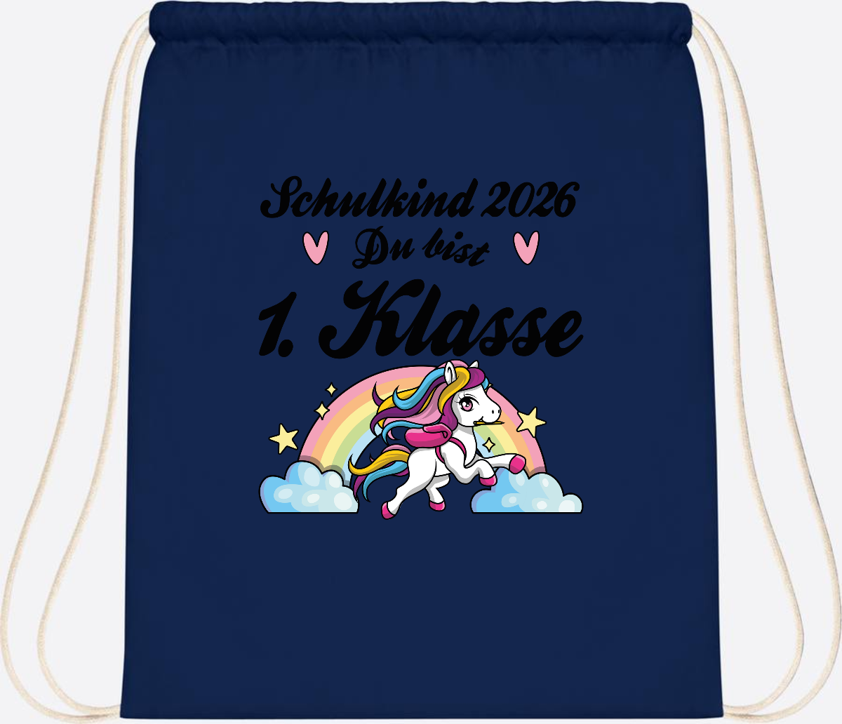 Turnbeutel Einschulung 2026 - Pferd: Du bist erstklassig - French Navy