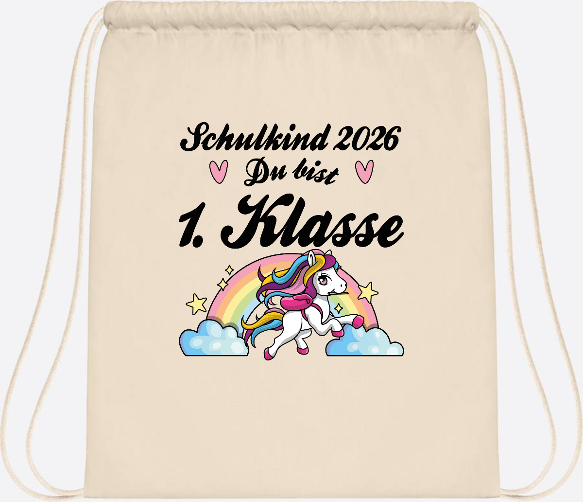Turnbeutel Einschulung 2026 - Pferd: Du bist erstklassig - Natural
