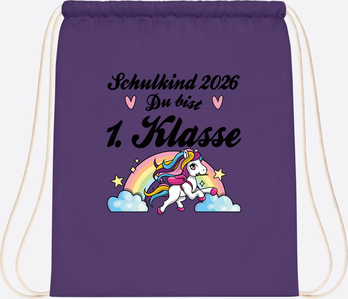 Turnbeutel Einschulung 2026 - Pferd: Du bist erstklassig - Purple