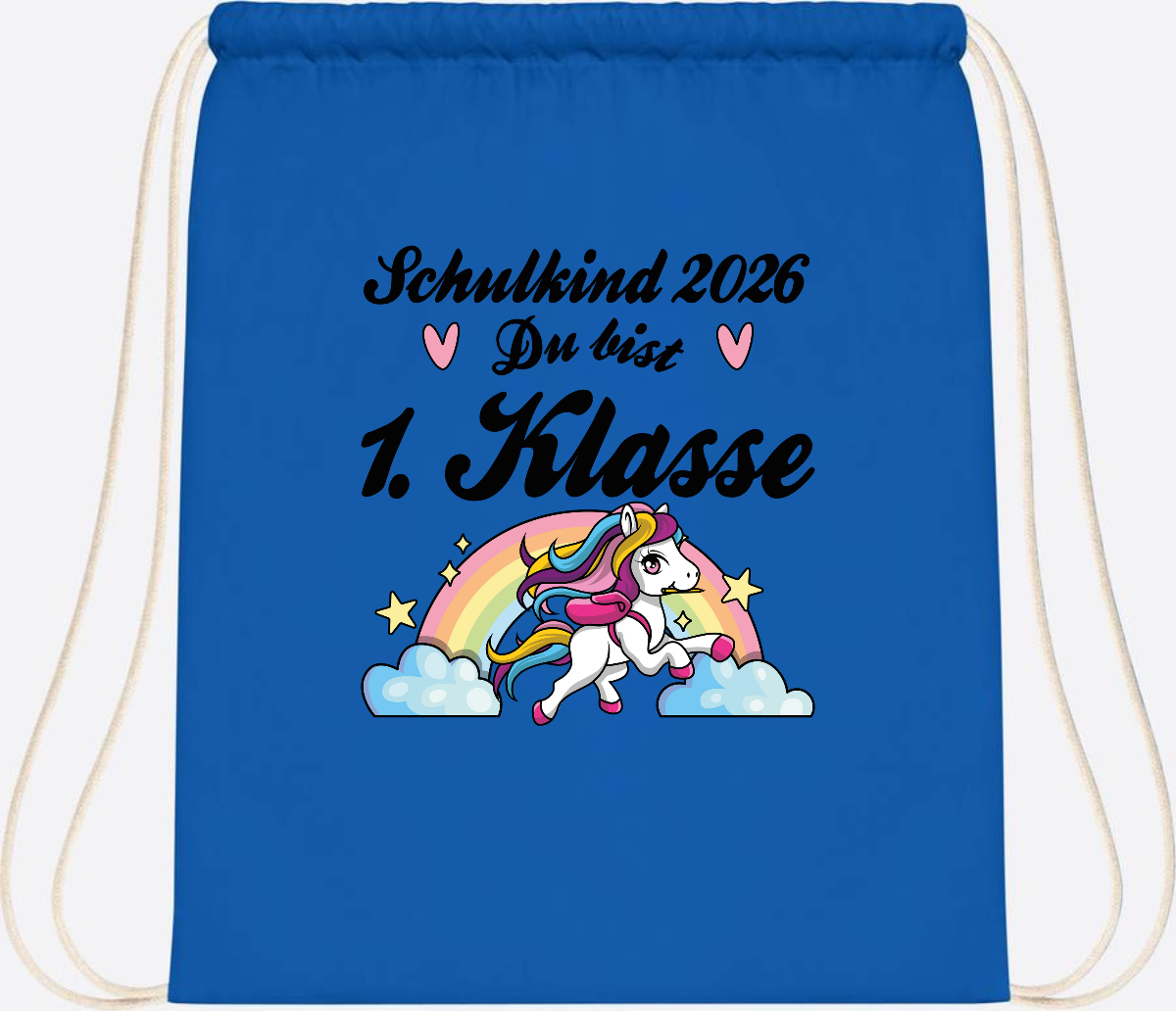 Turnbeutel Einschulung 2026 - Pferd: Du bist erstklassig - Sapphire Blue
