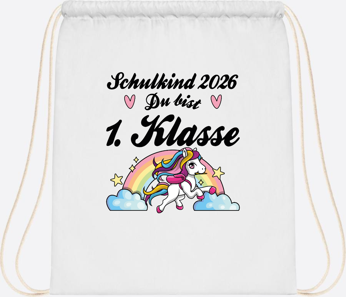 Turnbeutel Einschulung 2026 - Pferd: Du bist erstklassig - White