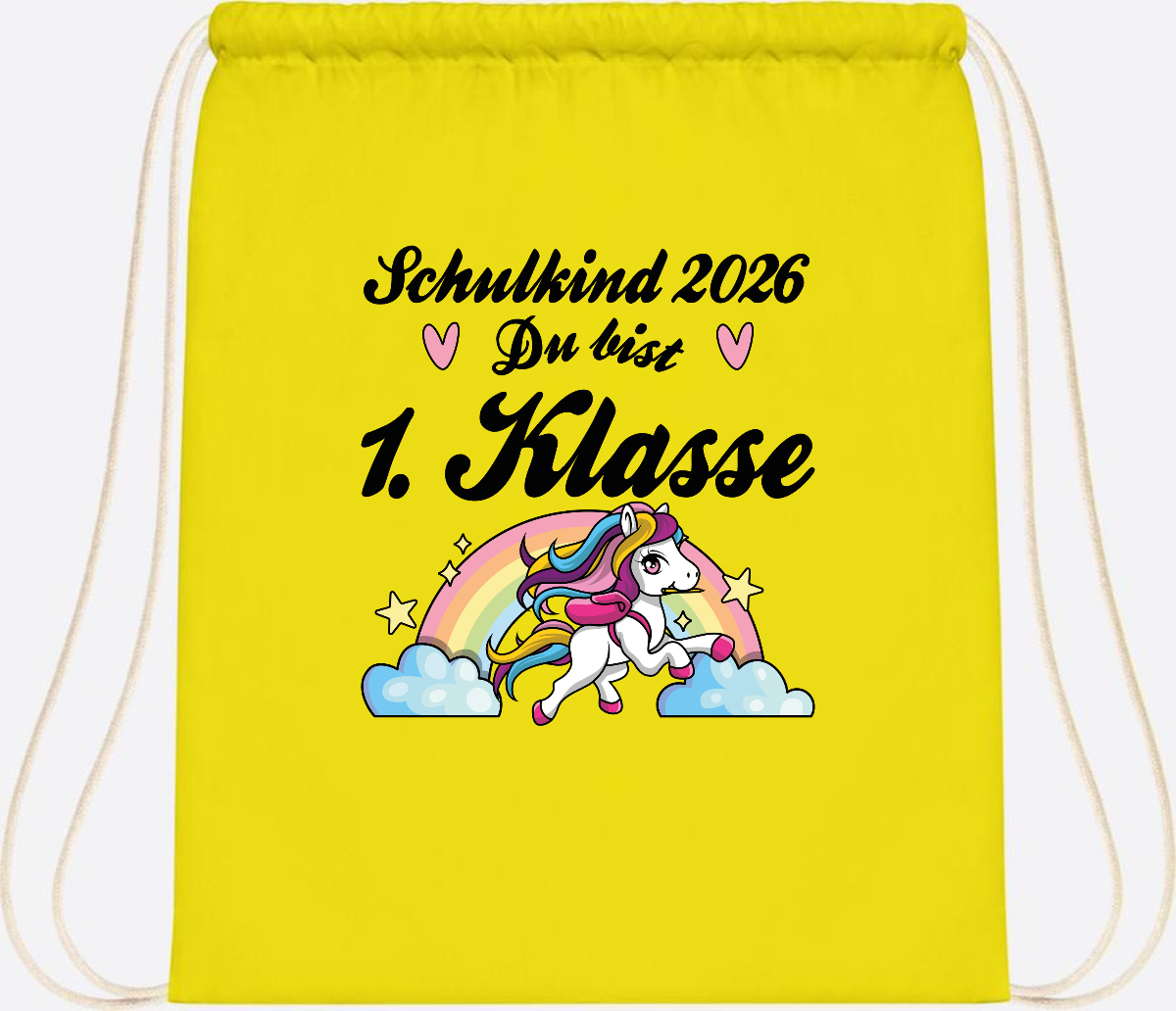 Turnbeutel Einschulung 2026 - Pferd: Du bist erstklassig - Yellow