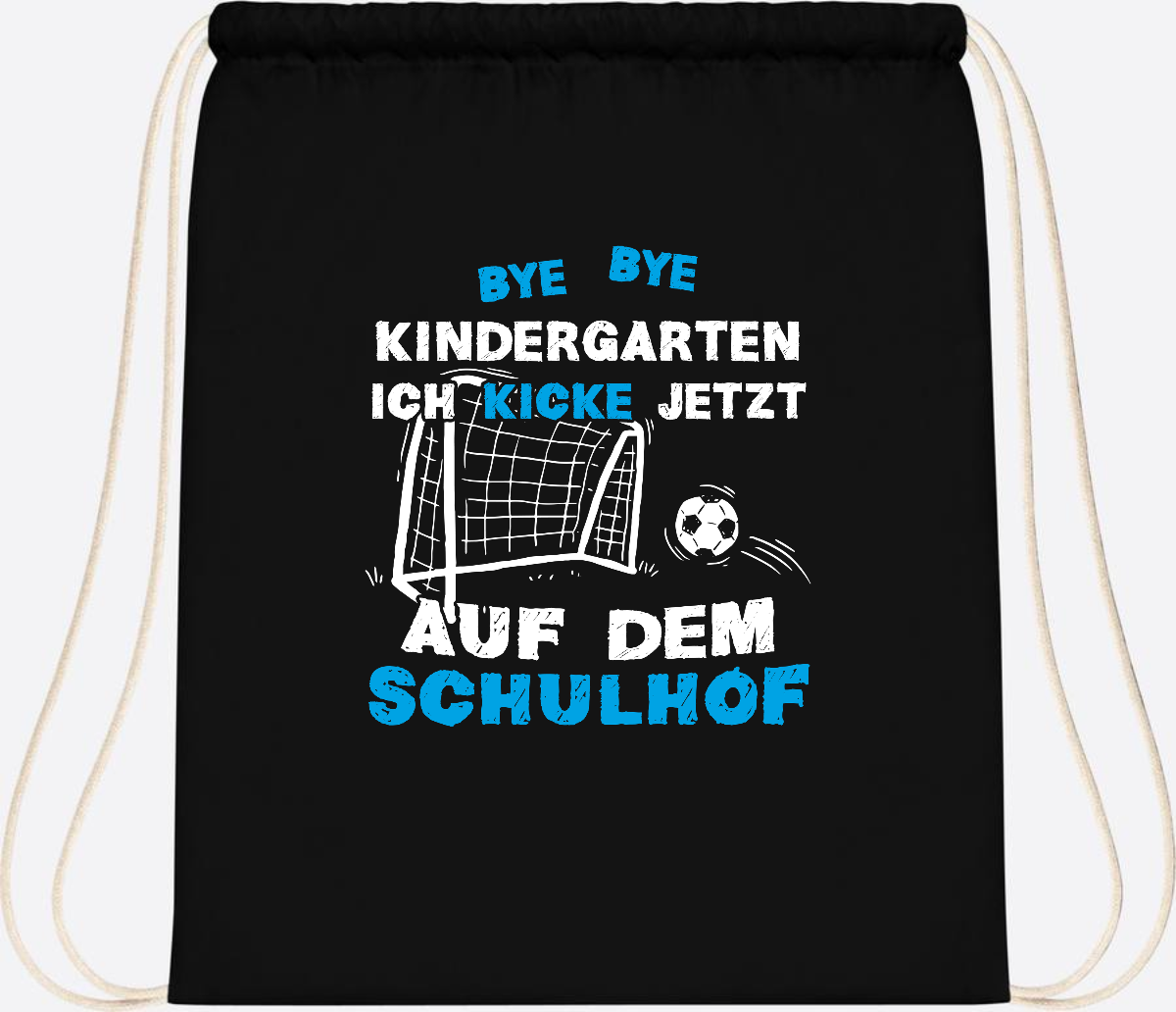 Turnbeutel Einschulung: Bye Bye Kindergarten Fußball - Black