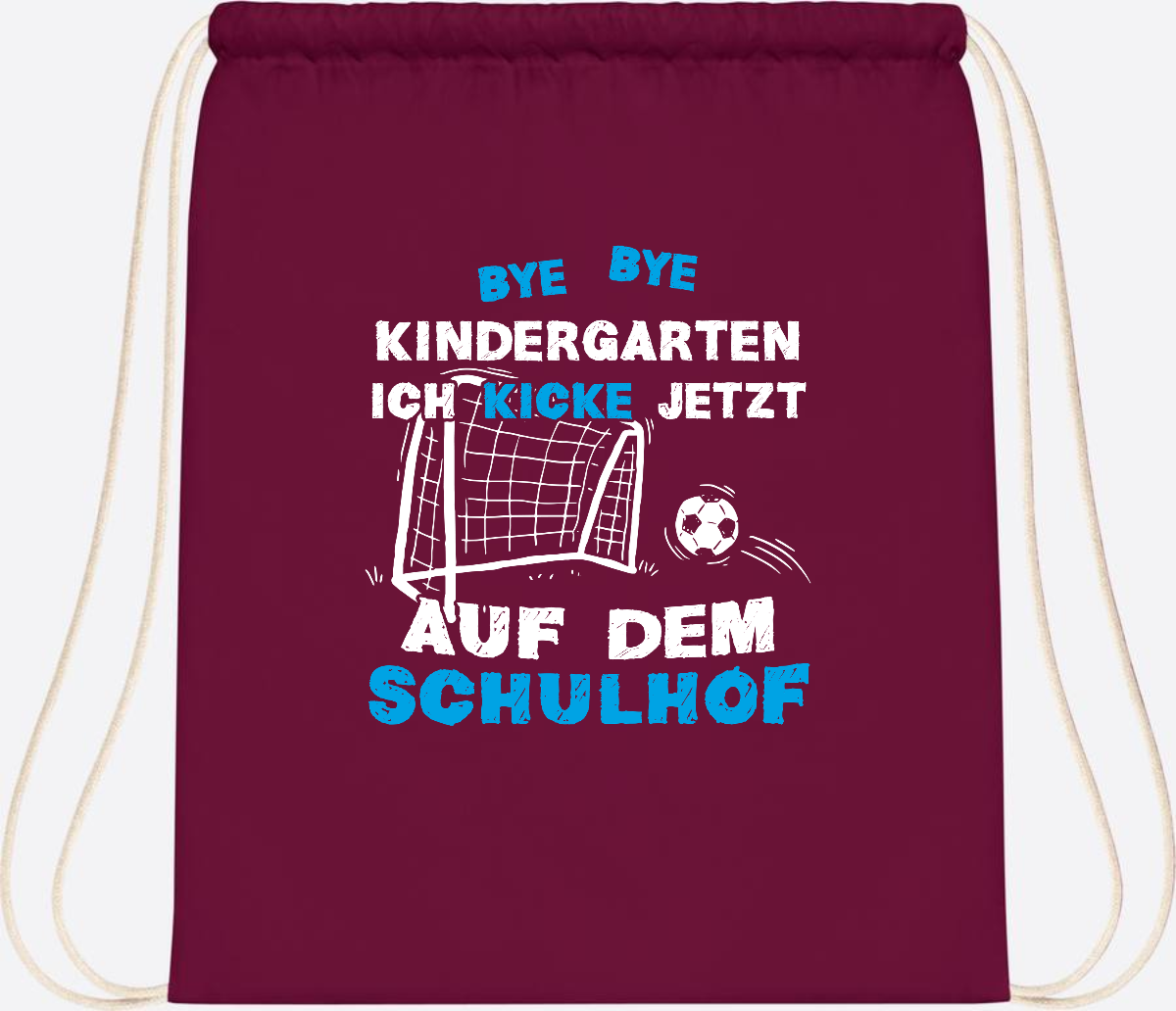 Turnbeutel Einschulung: Bye Bye Kindergarten Fußball - Burgundy