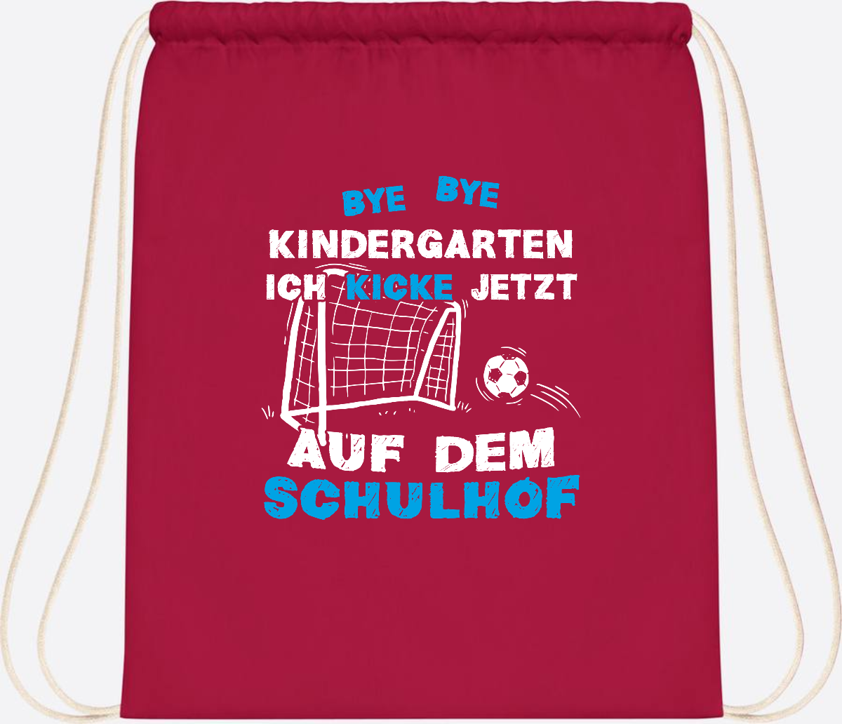 Turnbeutel Einschulung: Bye Bye Kindergarten Fußball - Classic Red