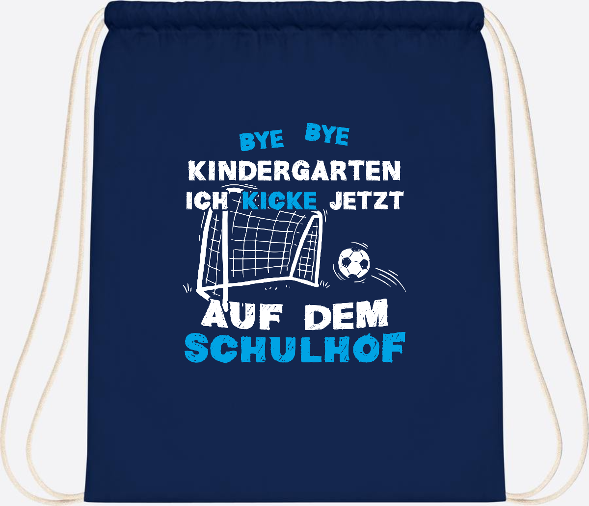 Turnbeutel Einschulung: Bye Bye Kindergarten Fußball - French Navy