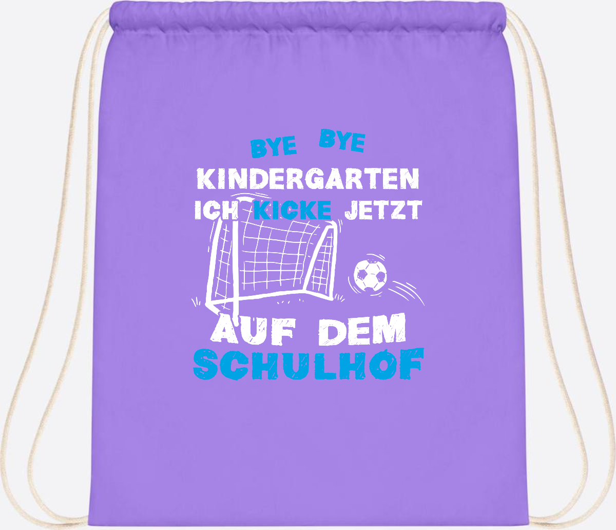 Turnbeutel Einschulung: Bye Bye Kindergarten Fußball - Lavender/White