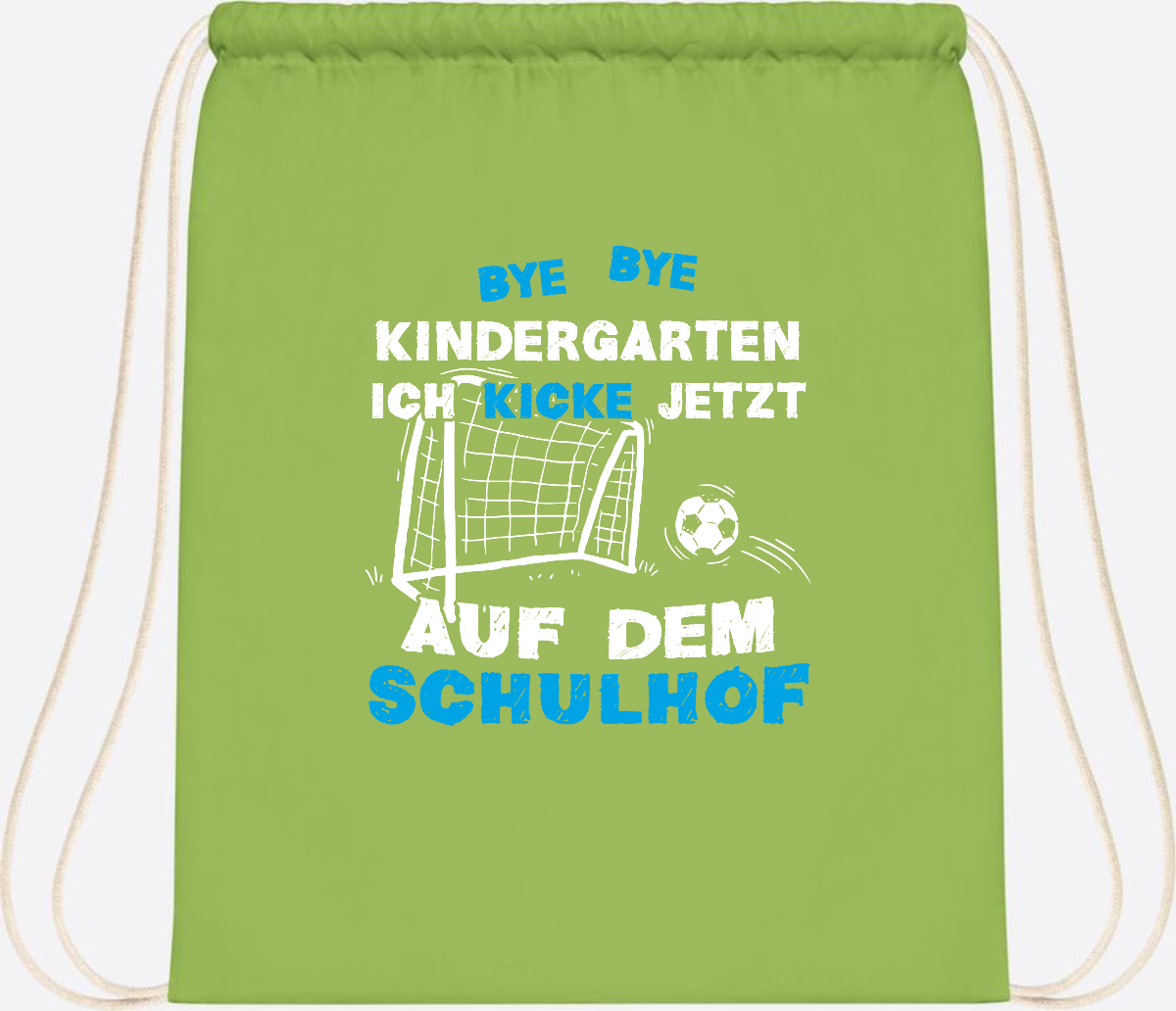 Turnbeutel Einschulung: Bye Bye Kindergarten Fußball - Lime Green