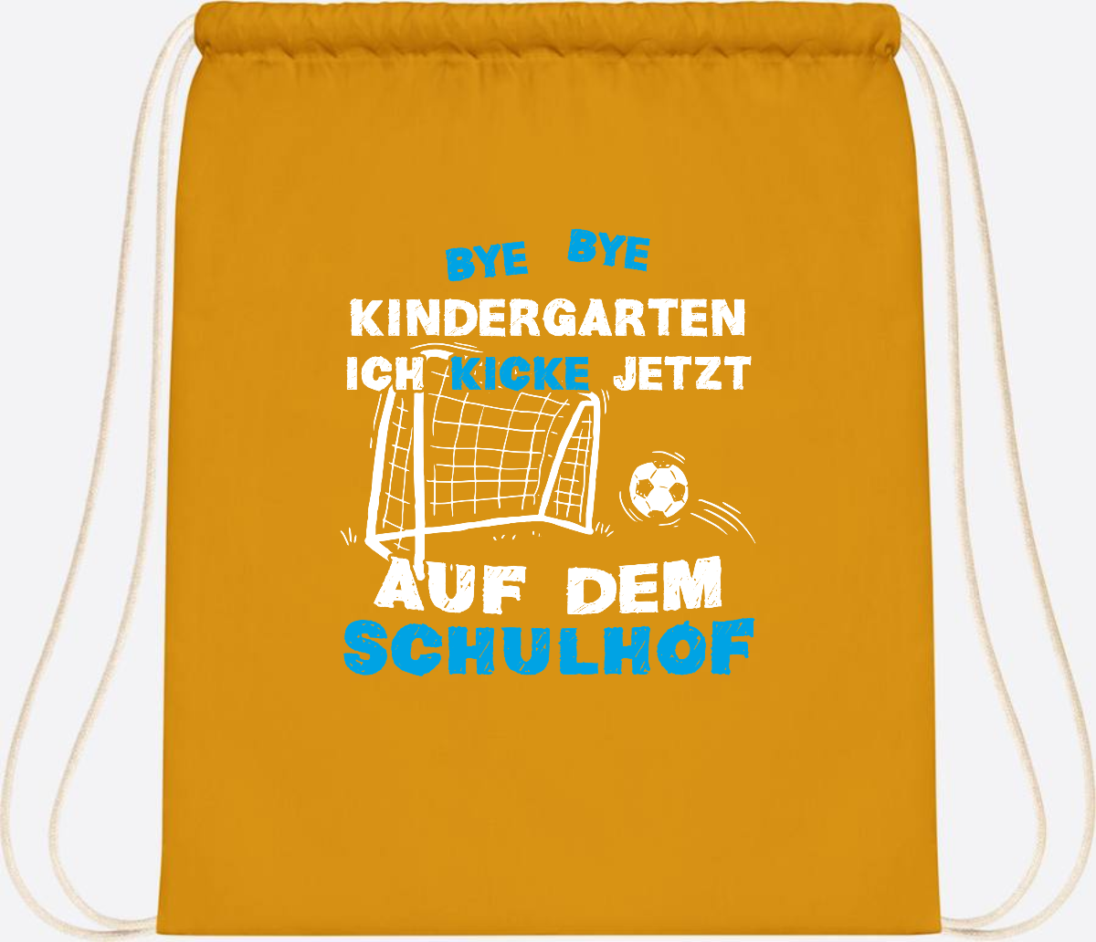 Turnbeutel Einschulung: Bye Bye Kindergarten Fußball - Mustard