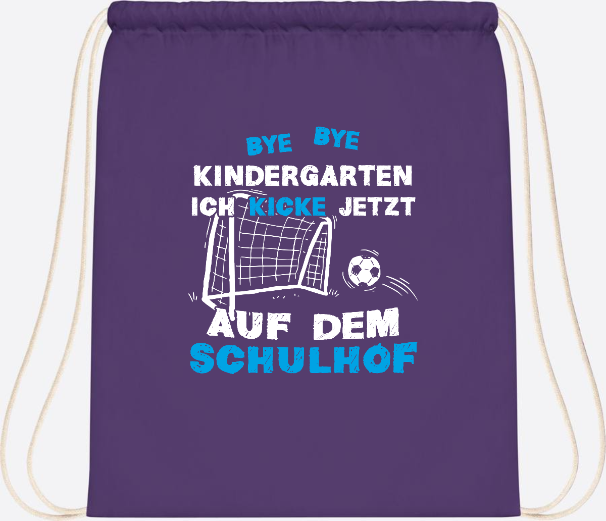 Turnbeutel Einschulung: Bye Bye Kindergarten Fußball - Purple