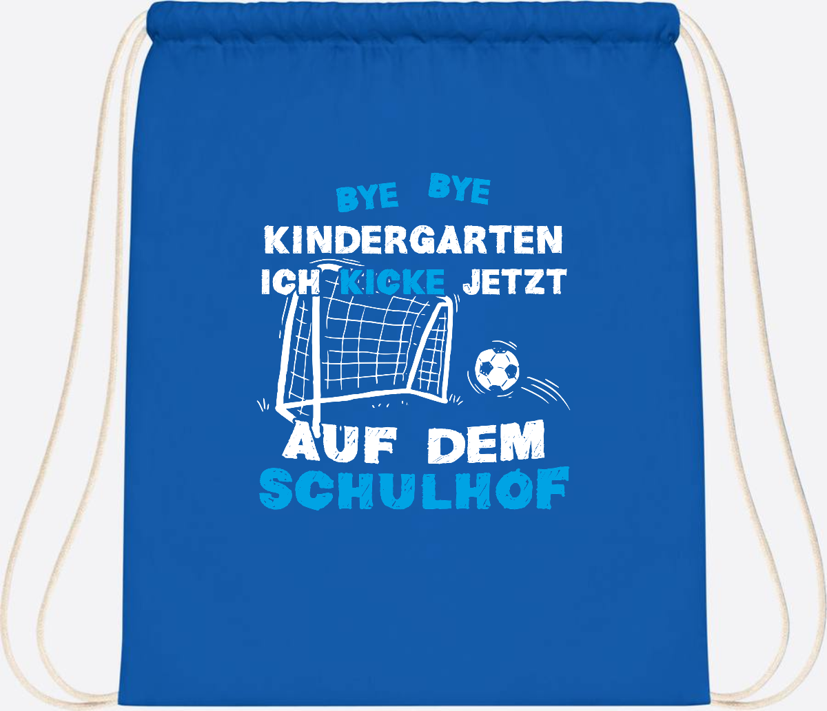 Turnbeutel Einschulung: Bye Bye Kindergarten Fußball - Sapphire Blue