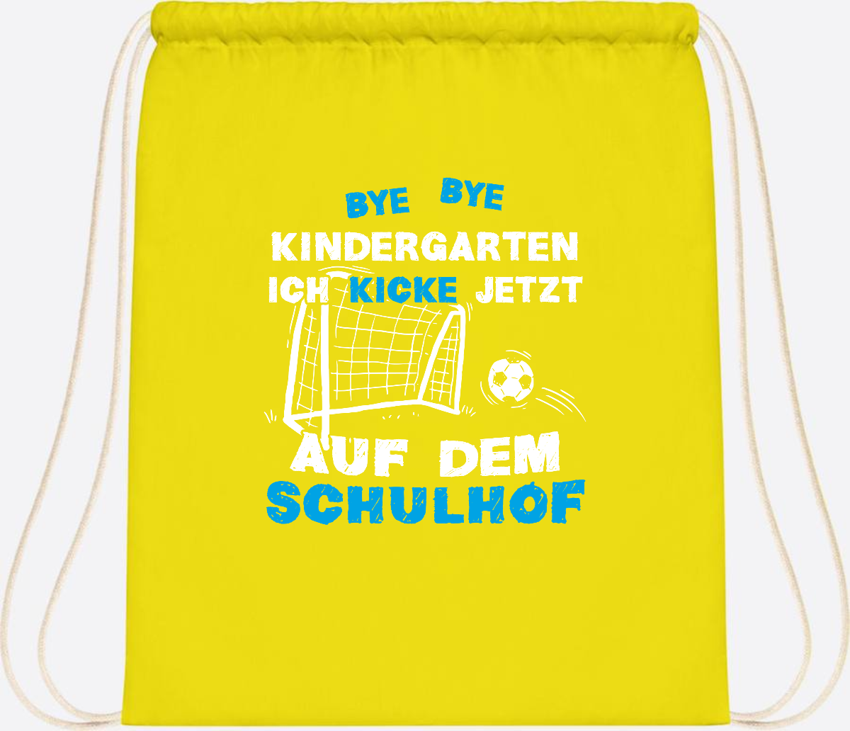 Turnbeutel Einschulung: Bye Bye Kindergarten Fußball - Yellow