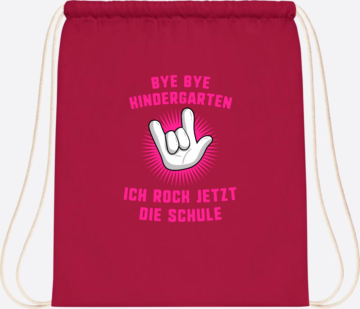 Turnbeutel Einschulung: Bye Bye Kindergarten Ich rock die Schule - Classic Red