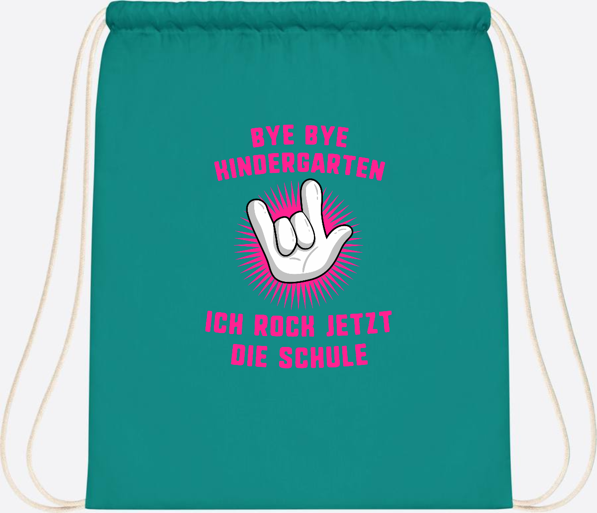 Turnbeutel Einschulung: Bye Bye Kindergarten Ich rock die Schule - Emerald