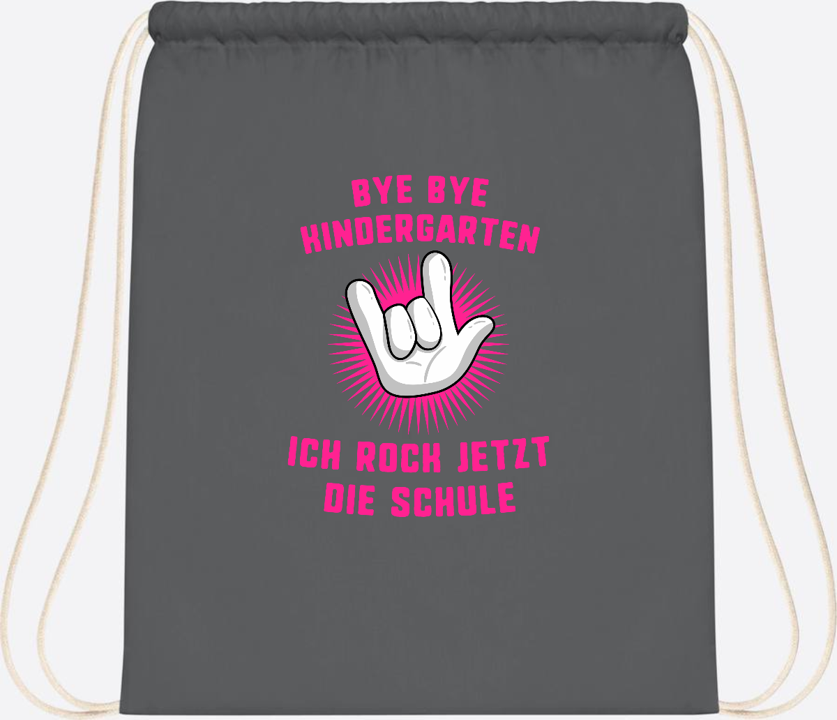Turnbeutel Einschulung: Bye Bye Kindergarten Ich rock die Schule - Graphite Grey