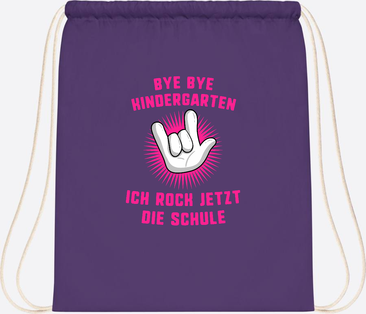 Turnbeutel Einschulung: Bye Bye Kindergarten Ich rock die Schule - Purple