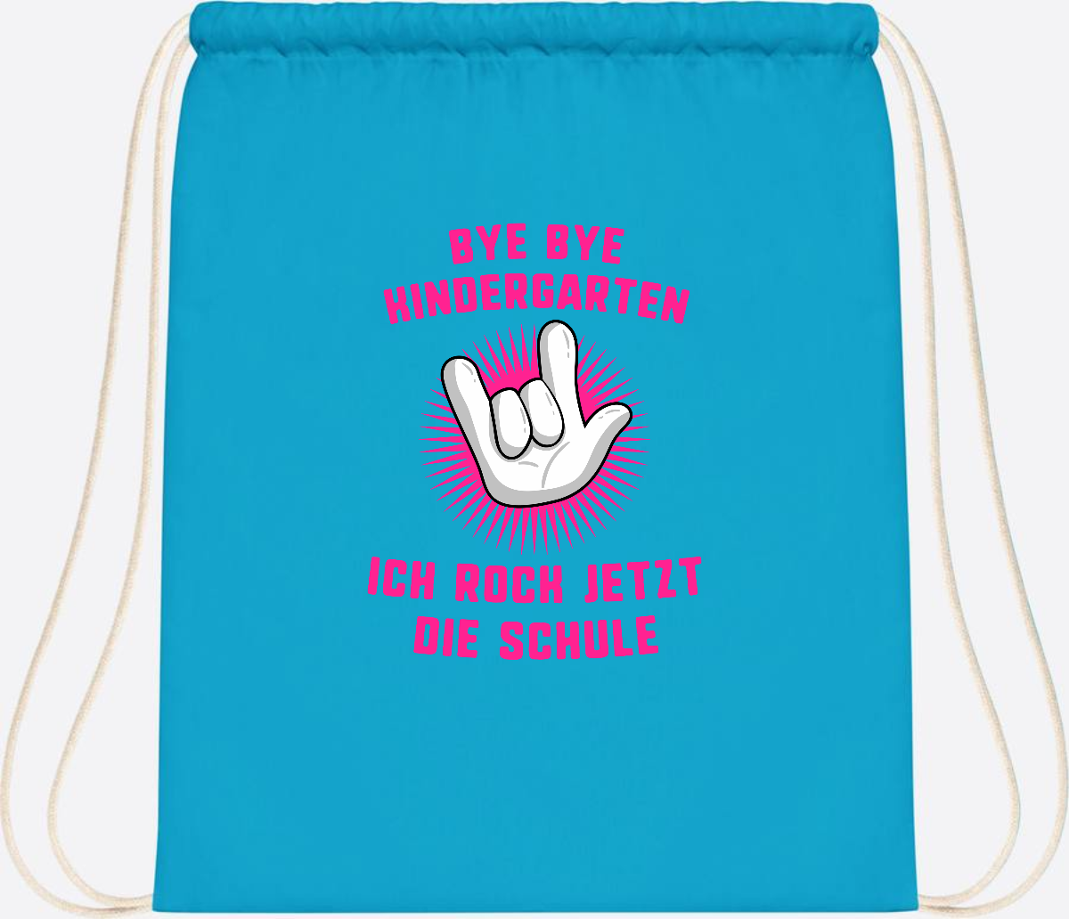 Turnbeutel Einschulung: Bye Bye Kindergarten Ich rock die Schule - Surf Blue