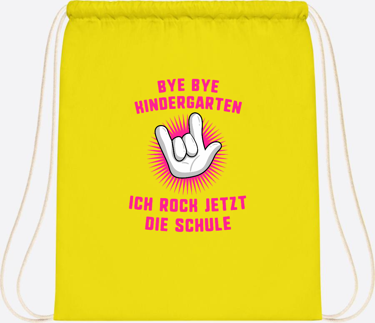 Turnbeutel Einschulung: Bye Bye Kindergarten Ich rock die Schule - Yellow