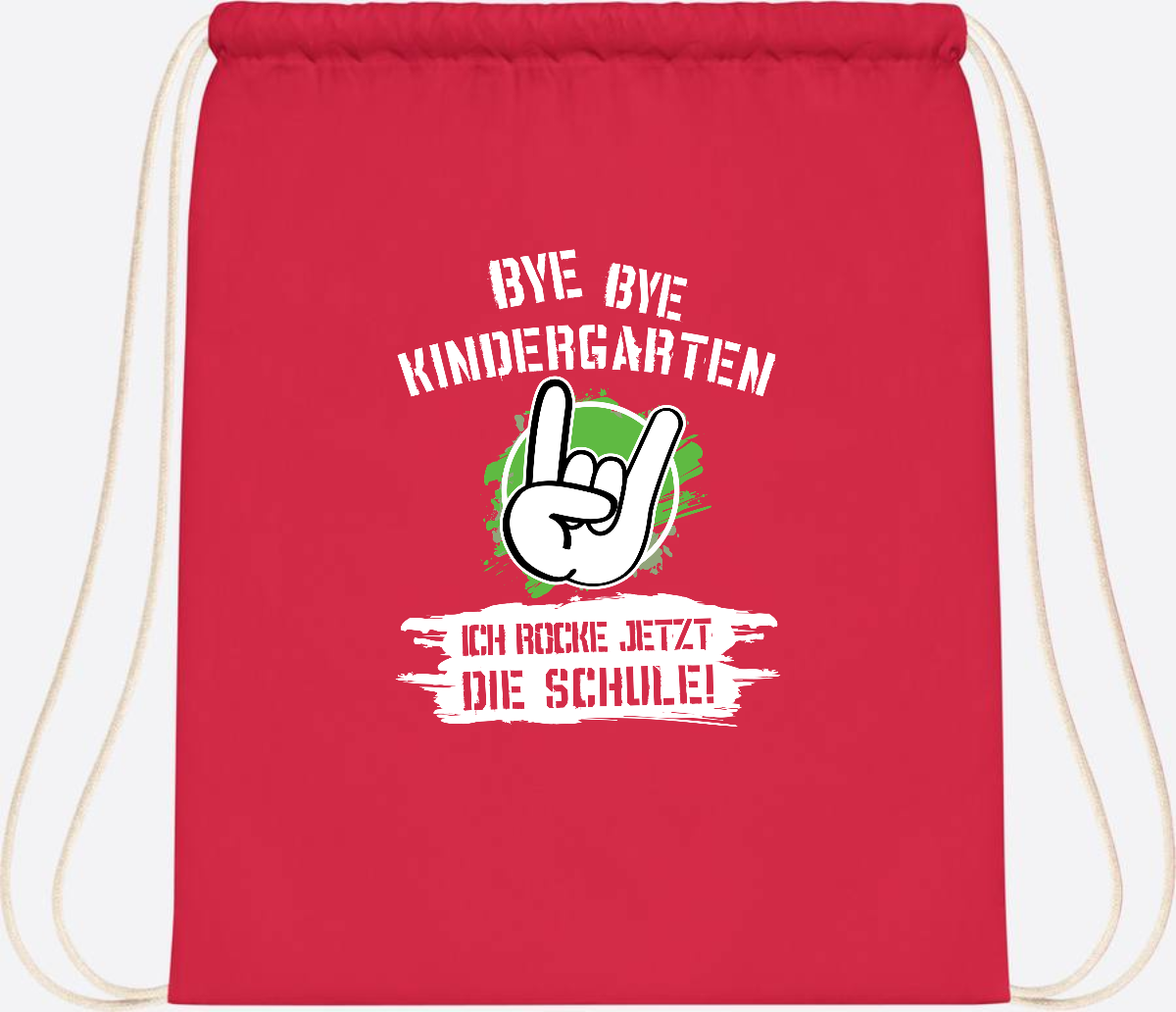 Turnbeutel Einschulung: Bye Bye Kindergarten, ich rocke die Schule - Bright Red