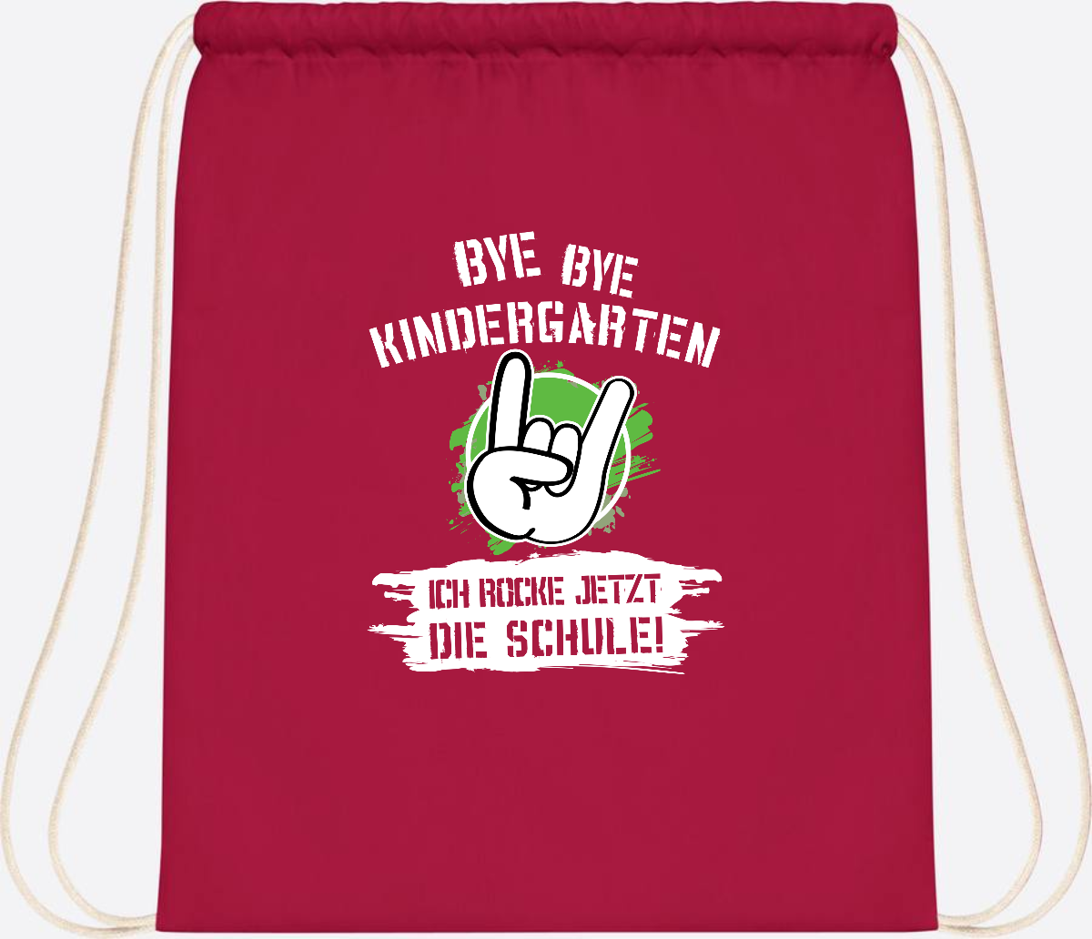 Turnbeutel Einschulung: Bye Bye Kindergarten, ich rocke die Schule - Classic Red