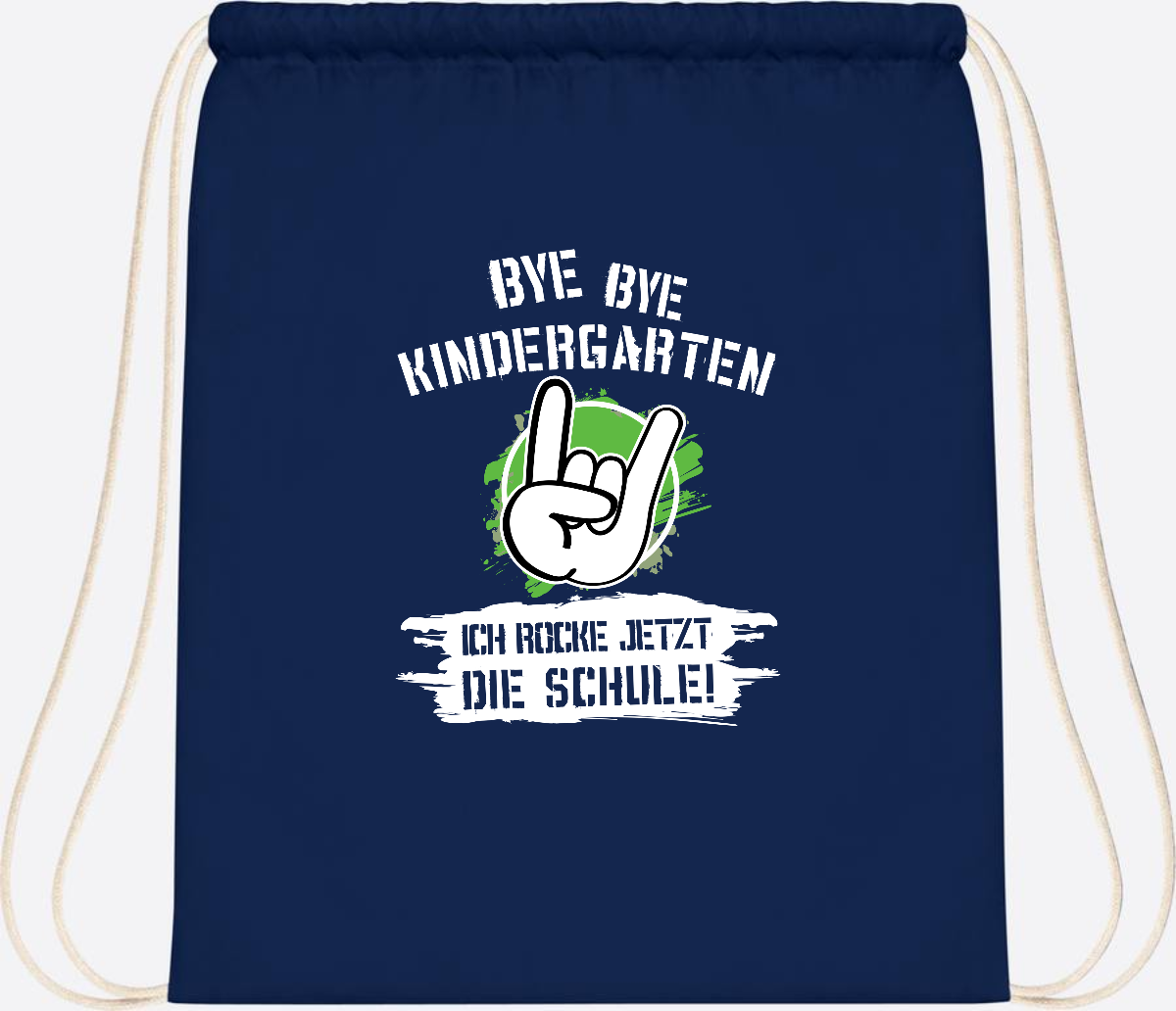Turnbeutel Einschulung: Bye Bye Kindergarten, ich rocke die Schule - French Navy