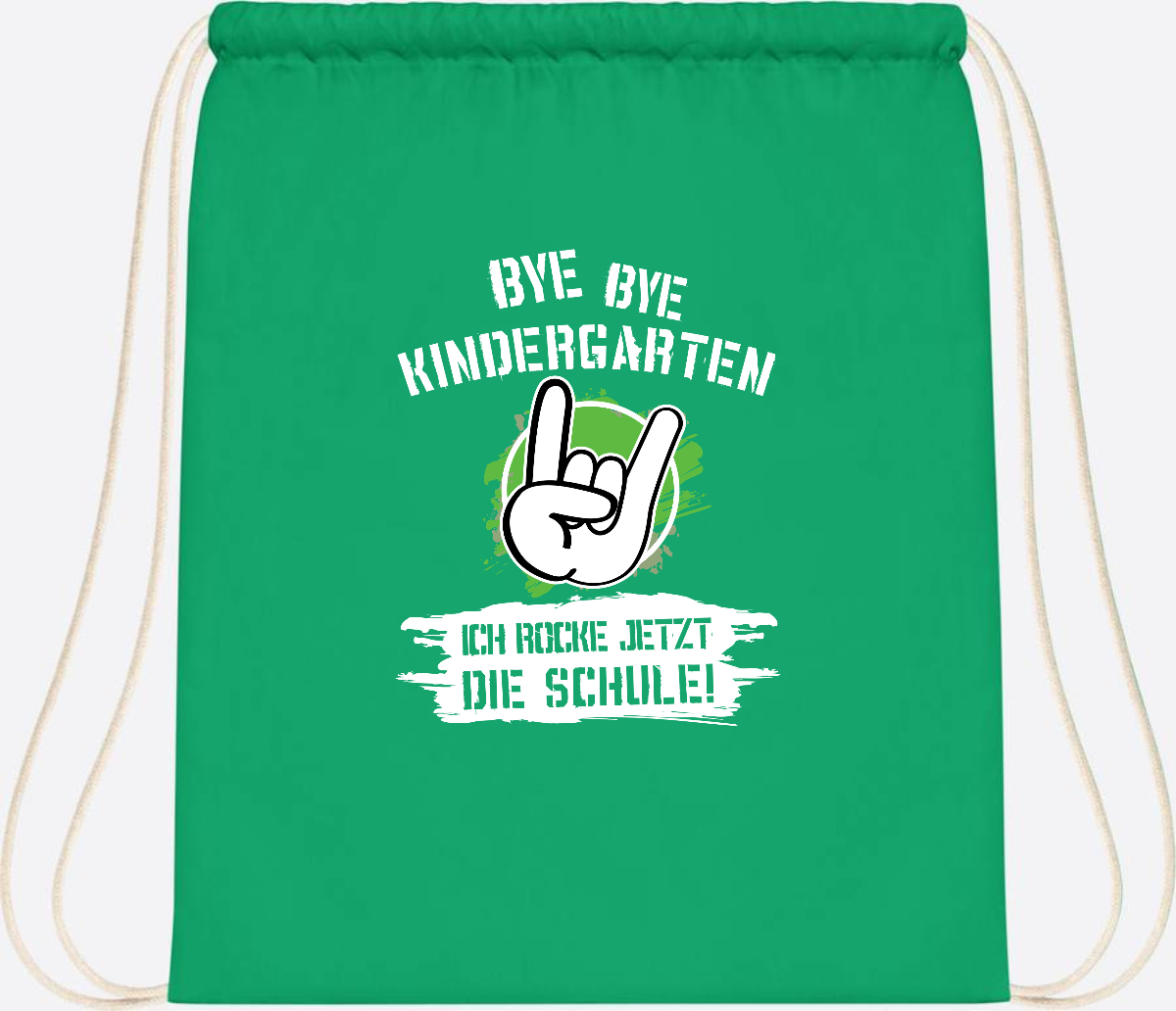 Turnbeutel Einschulung: Bye Bye Kindergarten, ich rocke die Schule - Kelly Green