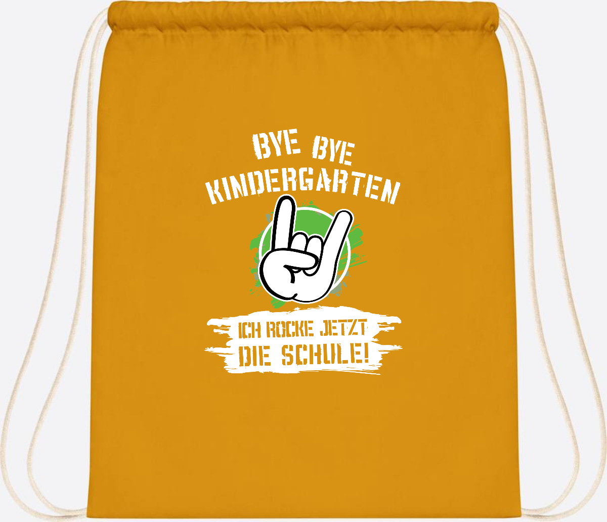 Turnbeutel Einschulung: Bye Bye Kindergarten, ich rocke die Schule - Mustard