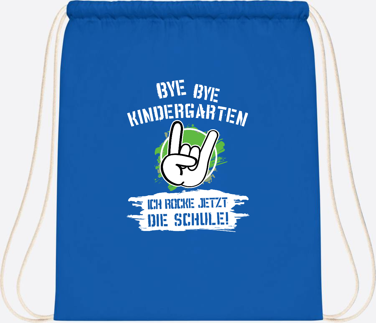 Turnbeutel Einschulung: Bye Bye Kindergarten, ich rocke die Schule - Sapphire Blue