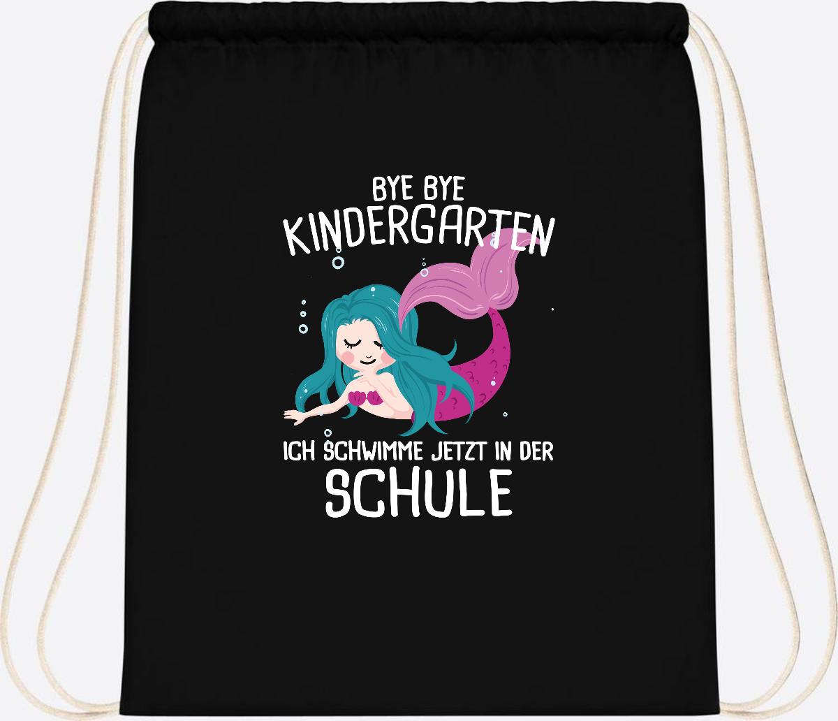 Turnbeutel Einschulung: Bye Bye Kindergarten, ich schwimme jetzt! - Black
