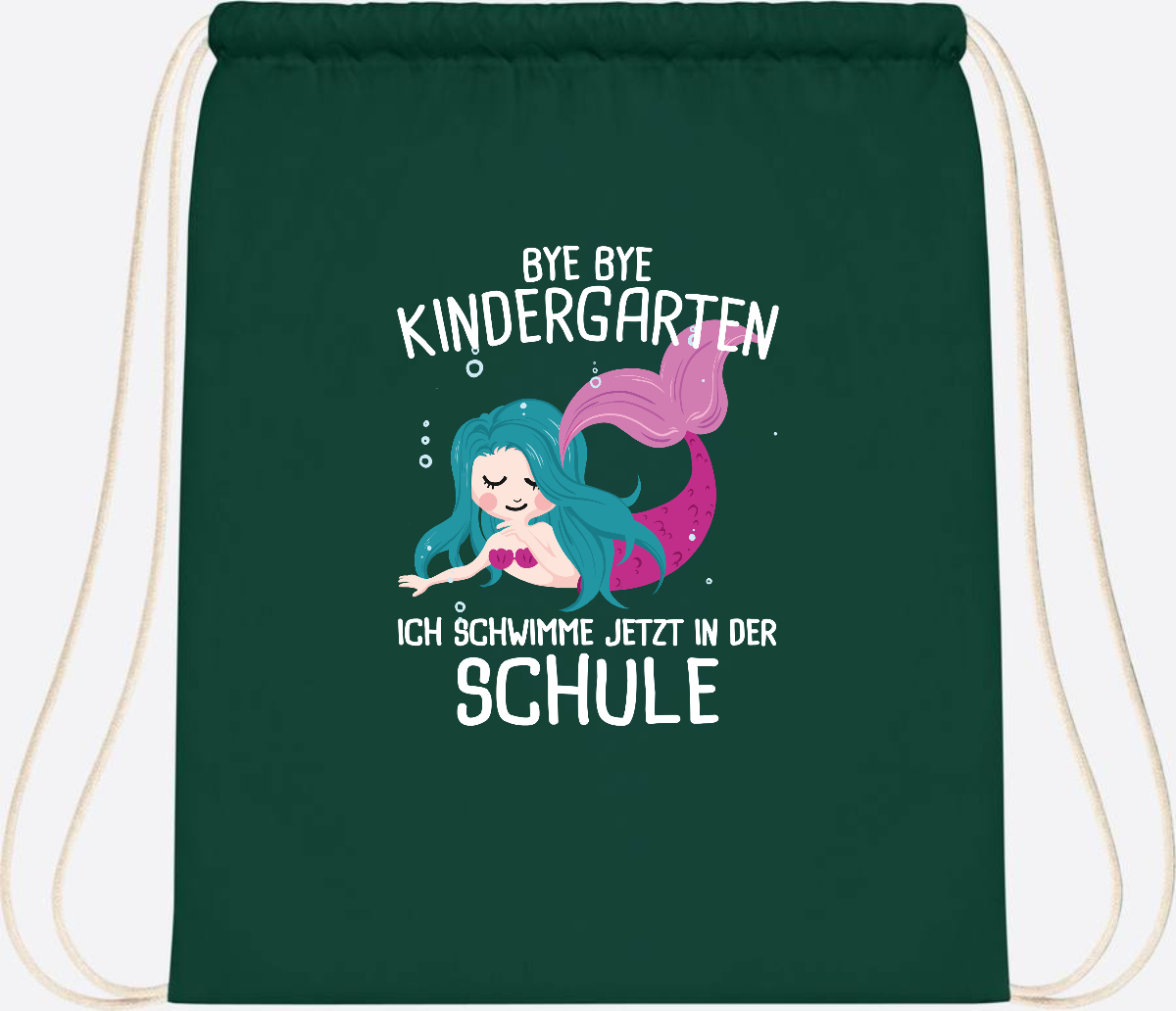Turnbeutel Einschulung: Bye Bye Kindergarten, ich schwimme jetzt! - Bottle Green