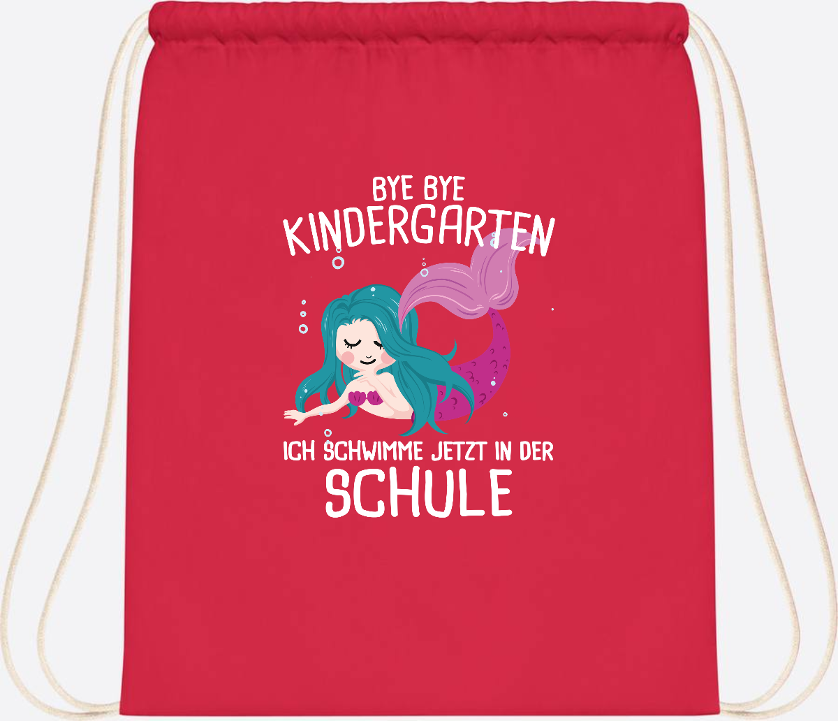 Turnbeutel Einschulung: Bye Bye Kindergarten, ich schwimme jetzt! - Bright Red
