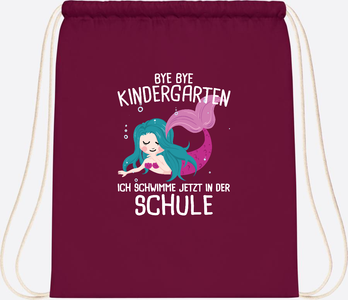 Turnbeutel Einschulung: Bye Bye Kindergarten, ich schwimme jetzt! - Burgundy