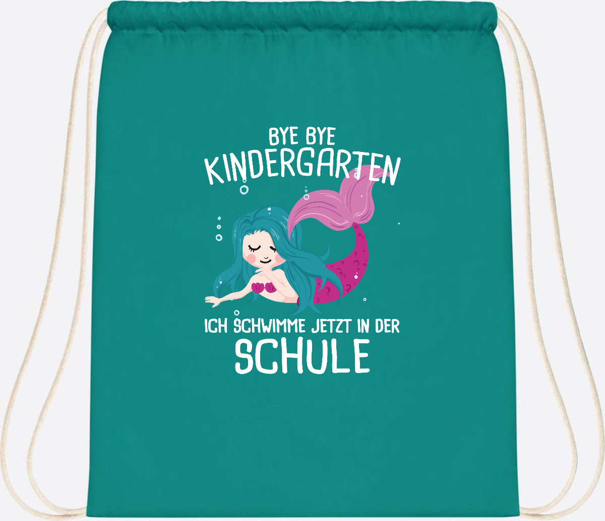 Turnbeutel Einschulung: Bye Bye Kindergarten, ich schwimme jetzt! - Emerald
