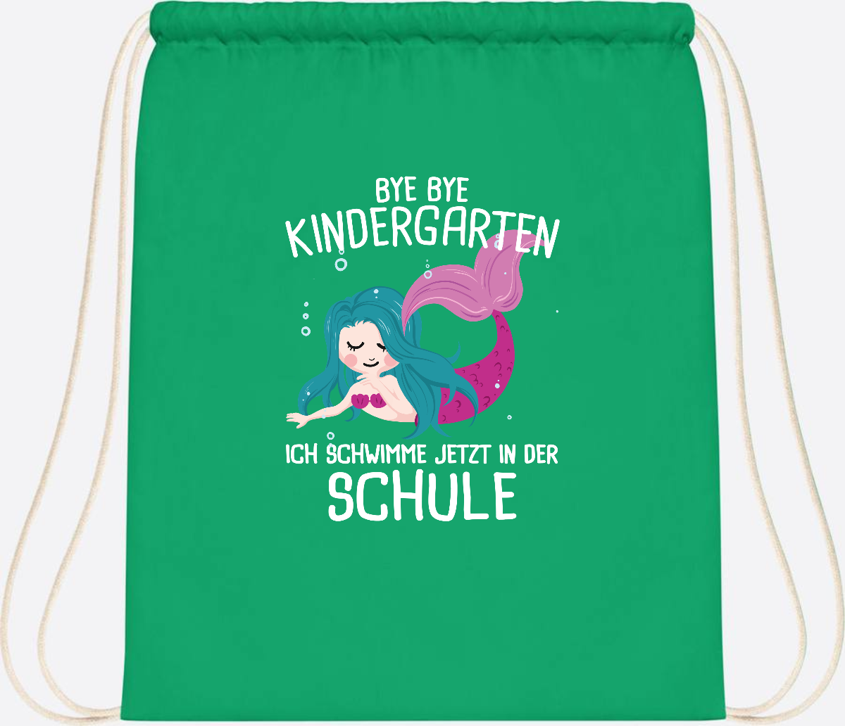 Turnbeutel Einschulung: Bye Bye Kindergarten, ich schwimme jetzt! - Kelly Green
