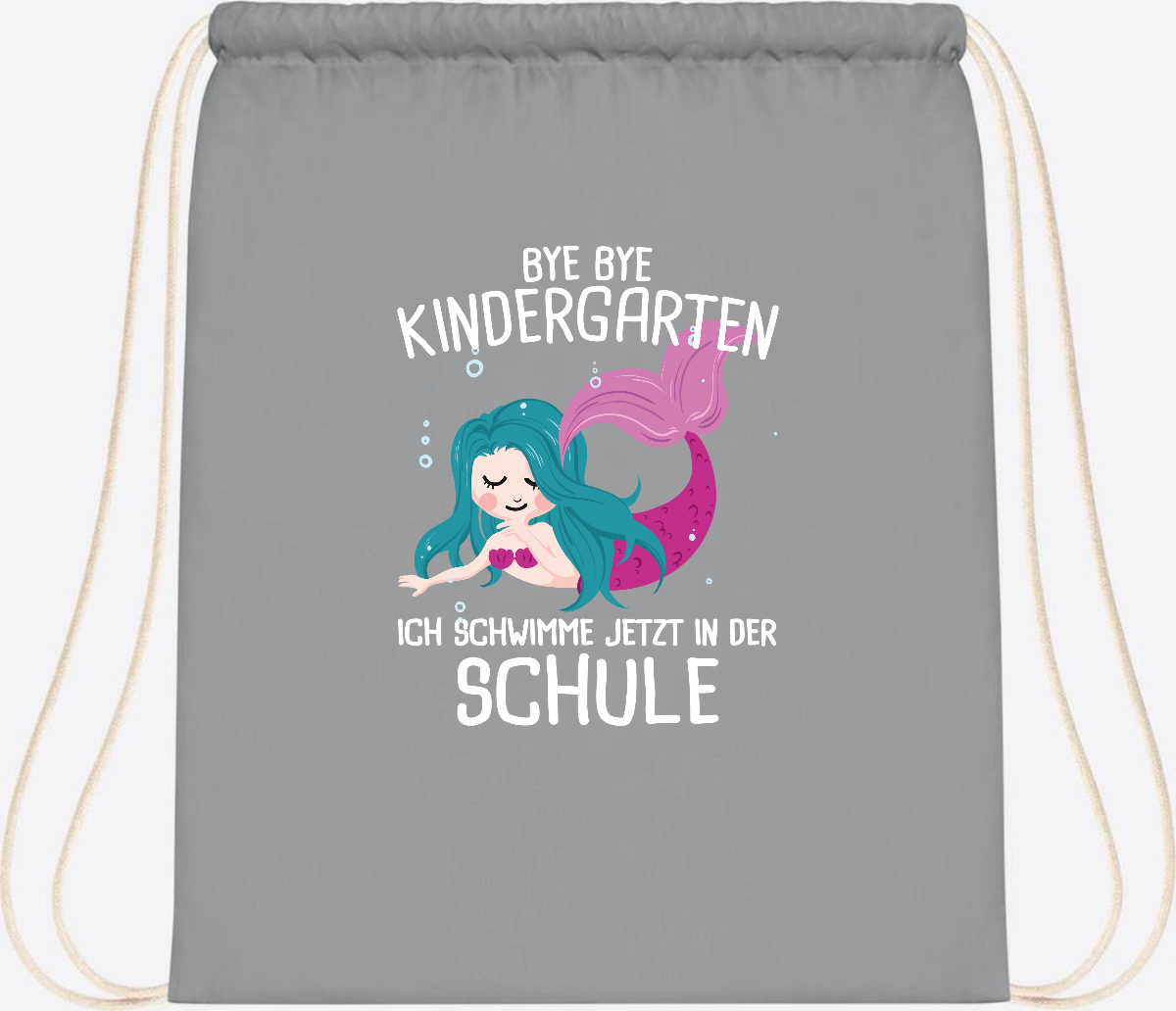 Turnbeutel Einschulung: Bye Bye Kindergarten, ich schwimme jetzt! - Light Grey