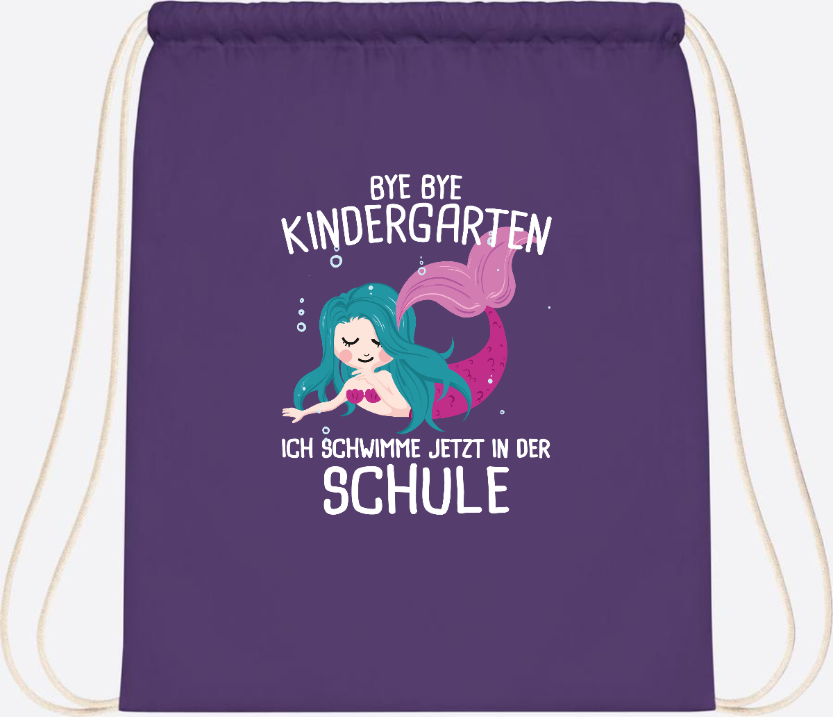Turnbeutel Einschulung: Bye Bye Kindergarten, ich schwimme jetzt! - Purple