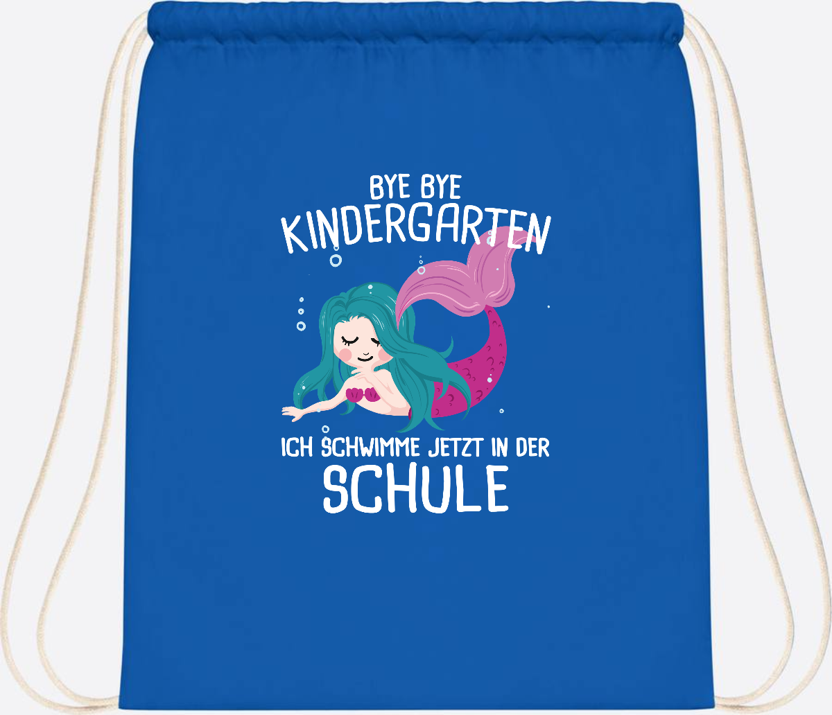 Turnbeutel Einschulung: Bye Bye Kindergarten, ich schwimme jetzt! - Sapphire Blue