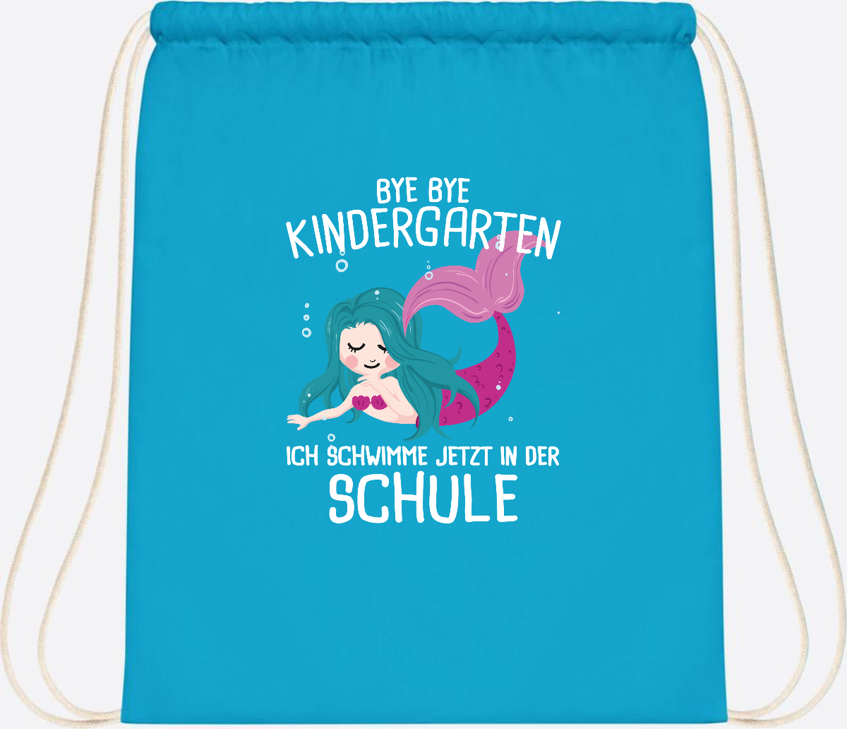 Turnbeutel Einschulung: Bye Bye Kindergarten, ich schwimme jetzt! - Surf Blue